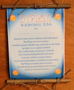 Dyplom z bambusem - Dyplom wzorowej żony dla ...