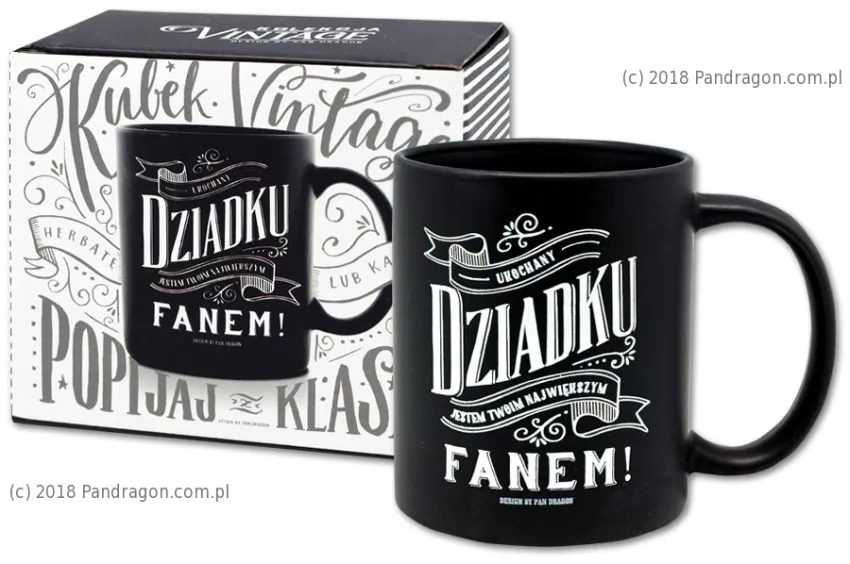 Kubek ceramiczny vintage - Dziadku jestem Twoim największym fanem