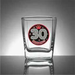 Szklanka whisky - 30 urodziny (kółko, czarne tło)