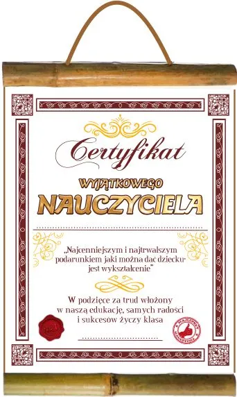 Dyplom z bambusem - Certyfikat wyjątkowego Nauczyciela