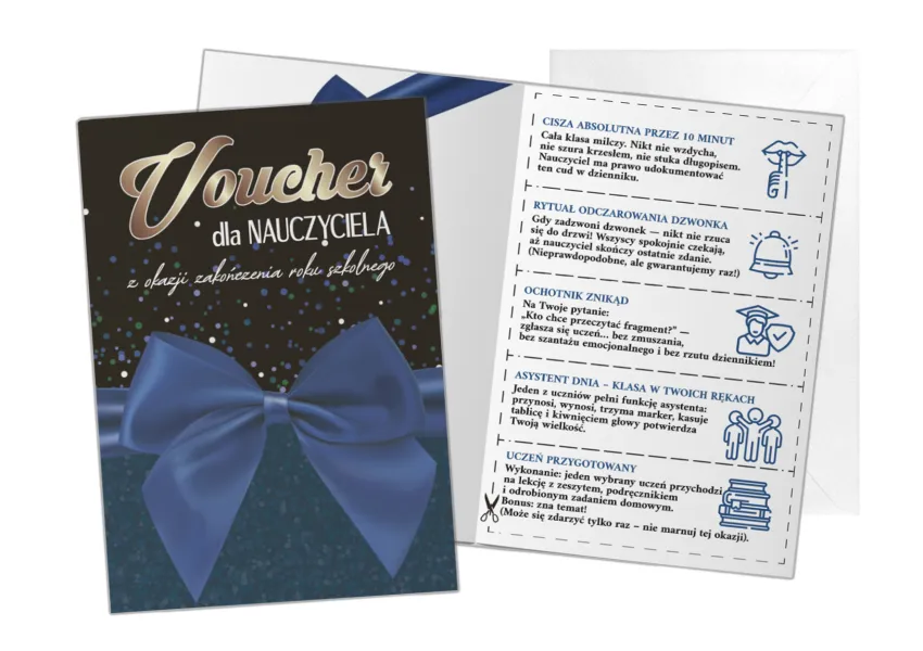 Kartka C5 - Voucher dla Nauczyciela z okazjii zakończenia roku szkolnego