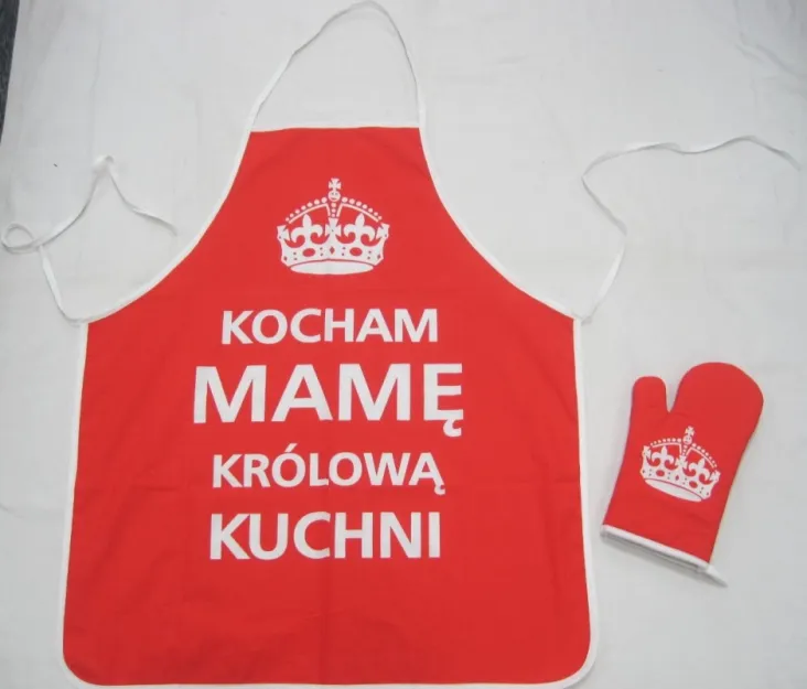Kpl fartuszek + rękawica - Kocham Mamę, królową kuchni