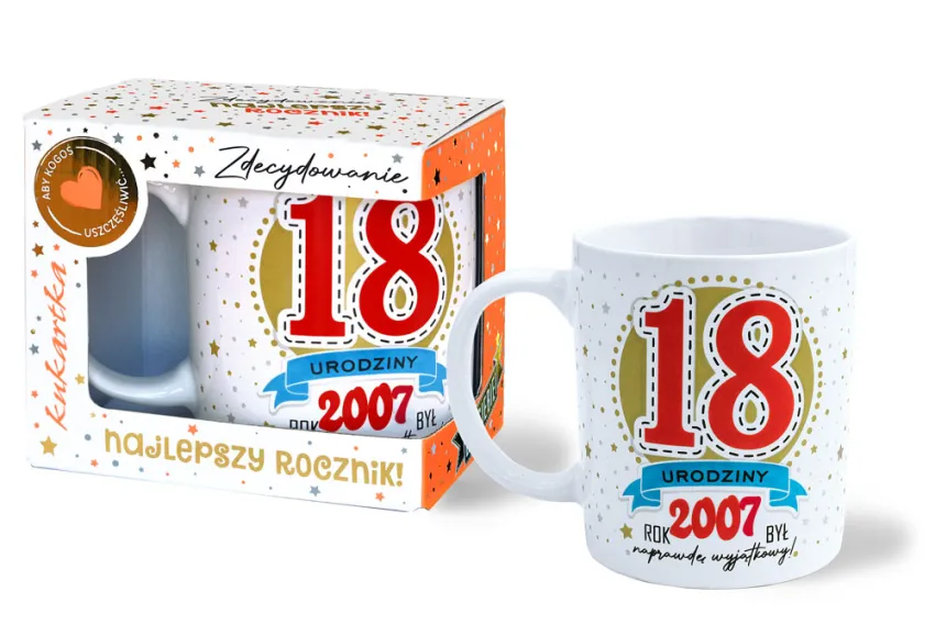 Kubek premium - (czerwony) 18 urodziny. Rok 2007 był naprawdę wyjątkowy