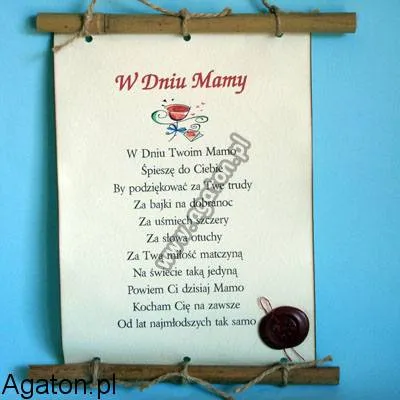 Dyplom z bambusem - W dniu Mamy - W dniu Twoim Mamo, śpieszę do Ciebie ...