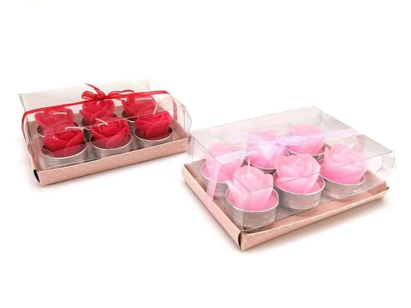 Świeczki tea light op. 6 szt - Róże różowe