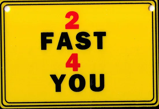 Tabliczka żółta - 2 fast 4 you