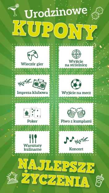 Karnet kupony - Urodzinowe. Najlepsze życzenia.