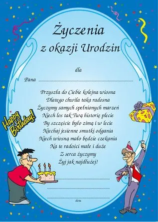 Dyplom - Życzenia z okazji urodzin dla ... (uniwersalny - dla mężczyzny)