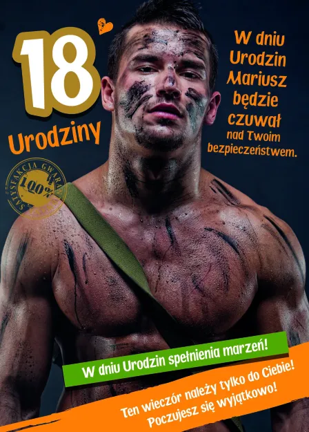 Karnet  - W dniu 18 urodzin Mariusz będzie czuwał nad Twoim bezpieczeństwem