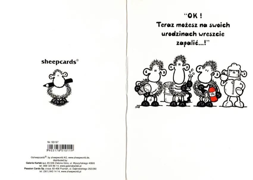Karnet Sheepworld - Ok! Teraz możesz na swoich urodzinach wreszcie zapalić... !