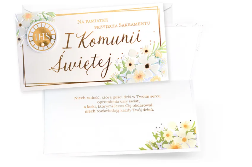 Karnet PM - Na pamiątkę przyjęcia sakramentu I Komunii Świętej