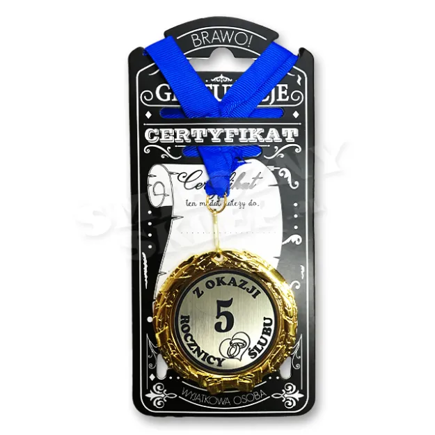 Medal w folii - Z okazji 5 rocznicy ślubu