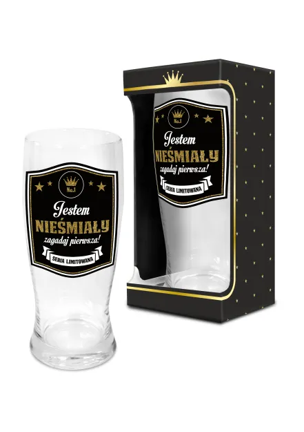 Szklanka do piwa GOLD - Jestem nieśmiały, zagadaj pierwsza!