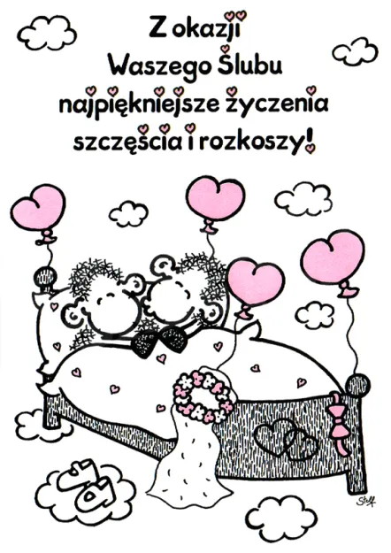 Karnet Sheepworld - Z okazji Waszego ślubu najpiękniejsze życzenia szczęścia i rozkoszy!