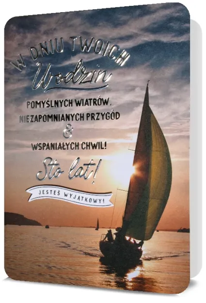 Karnet HM - W dniu Twoich urodzin. Pomyślnych wiatrów, niezapomnianych przygód...