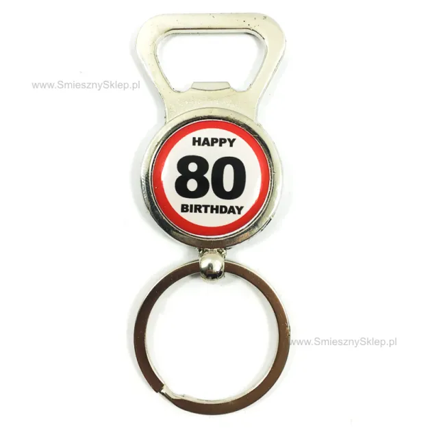 Brelok z otwieraczem - 80 Happy Birthday