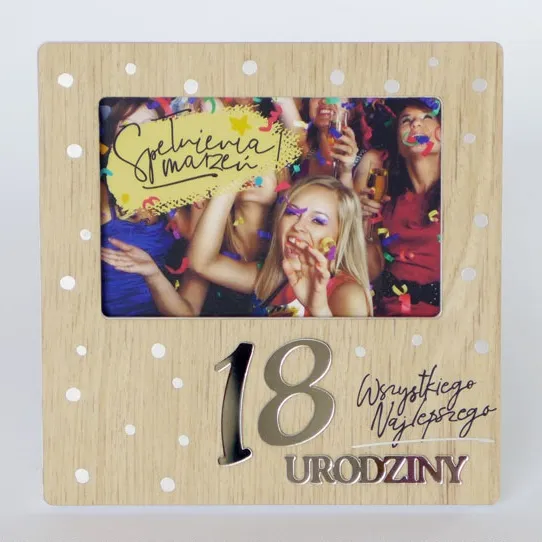 Ramka Kukartka - 18 urodziny. Wszystkiego najlepszego. Spełnienia marzeń!