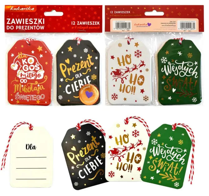 12 zawieszek do świątecznych prezentów