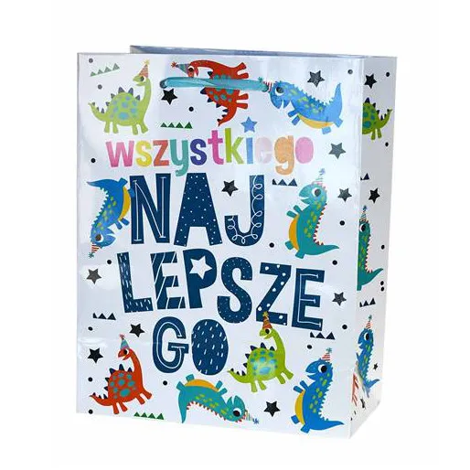 Torebka Kukartka S - Wszystkiego najlepszego (niebiesko-biała)