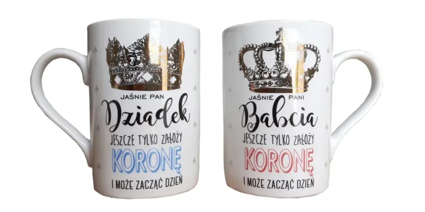 Kubek Kukartka - Jaśnie Pan Dziadek. Jeszcze tylko założy koronę i może zacząć dzień