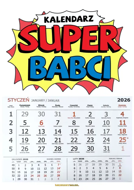 Kalendarz 2026 - Super Babci