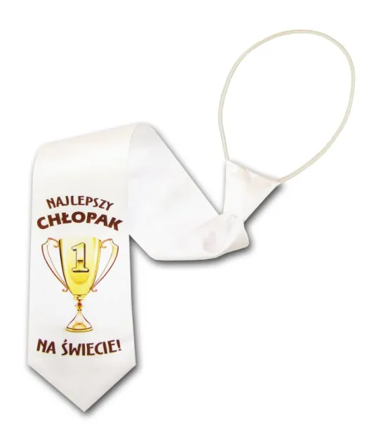 Krawat biały - Najlepszy chłopak na świecie (puchar)