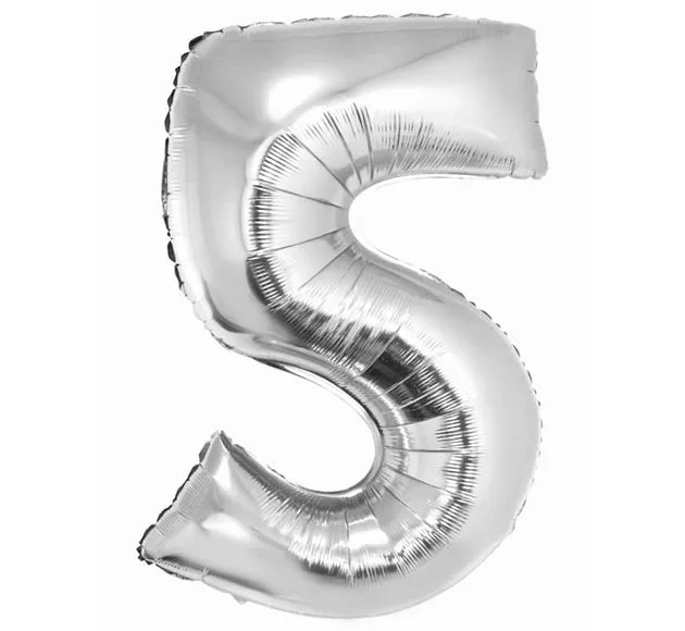 Balon foliowy - 5 srebrny (duży - 85 cm)