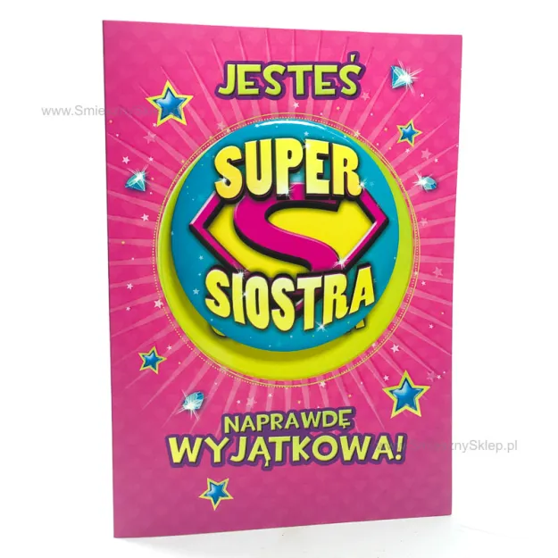 Karnet B6 z przypinką - Super siostra