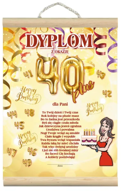 Dyplom z listewkami - z okazji 40+ dla Pani