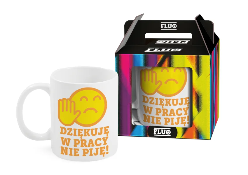 Kubek Fluo - Dziękuję w pracy nie piję!