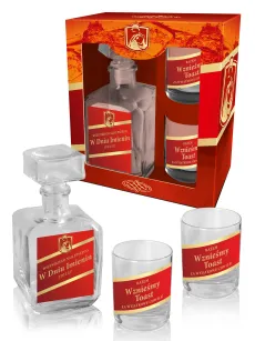 Zestaw UO - W dniu imienin - karafka + 2 szklanki whisky (uszkodzone opakowanie)