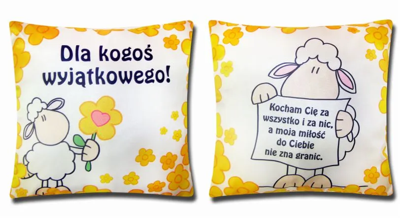 Poduszka obustronna, mała - Dla kogoś wyjątkowego / Kocham cię za wszystko i za nic, a moja miłość do Ciebie nie zna granic