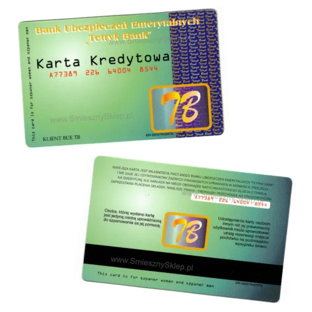 Śmieszne dokumenty - Karta kredytowa Tetryk Bank
