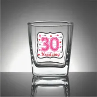 Szklanka whisky - 30 urodziny (herb, białe tło)