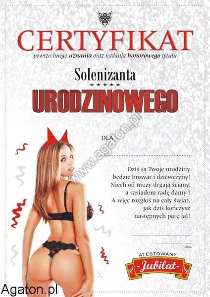 Certyfikat solenizanta Urodzinowego