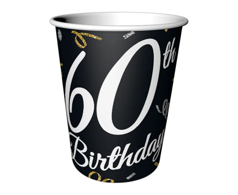 Kubeczki papierowe - 60 birthday (6 sztuk)