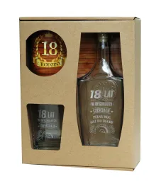 Karafka + szklanka whisky - 18 lat na oryginalnych cześciach (tekst grawerowany)
