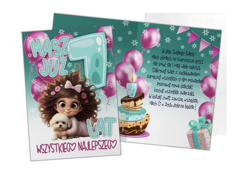 Kartka C5 - Masz już 7 lat wszystkiego najlepszego