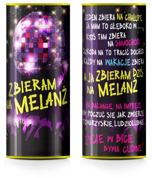 Skarbonka puszka - Zbieram na melanż