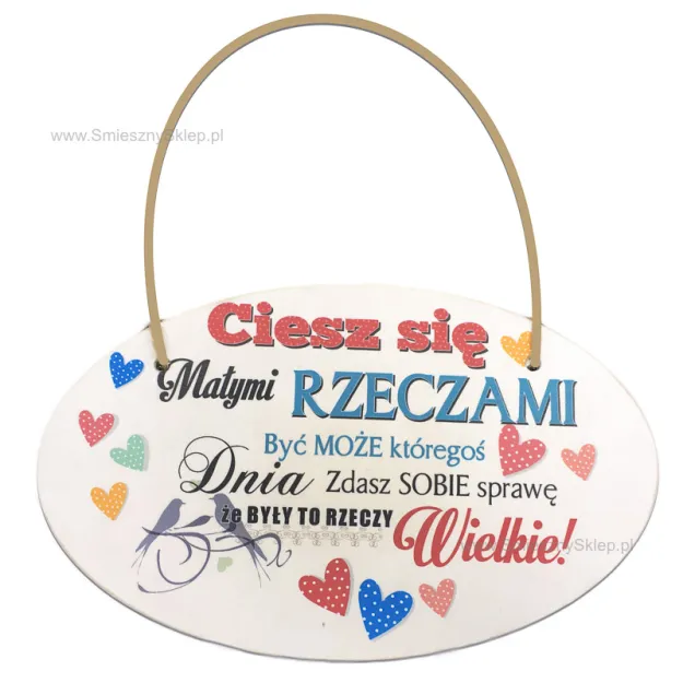 Tabliczka Vintage mała - Ciesz się małymi rzeczami być może któregoś dnia...