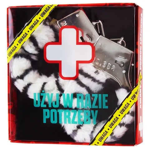 Awaryjna pomoc łóżkowa - Kajdanki biały tygrysek - użyj w razie potrzeby