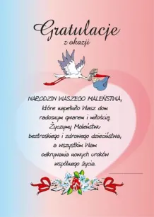 Dyplom - Gratulacje z okazji narodzin Waszego Maleństwa