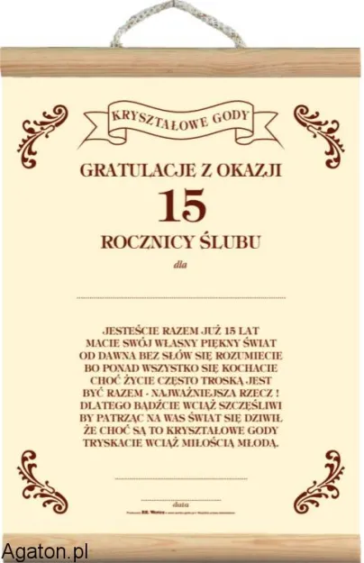 Dyplom - 15 Rocznica Ślubu