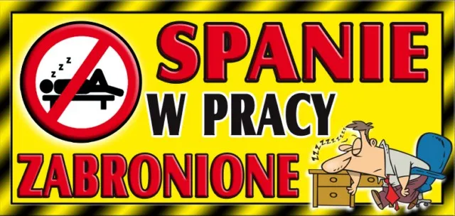 Tabliczka 3D - Spanie w pracy zabronione