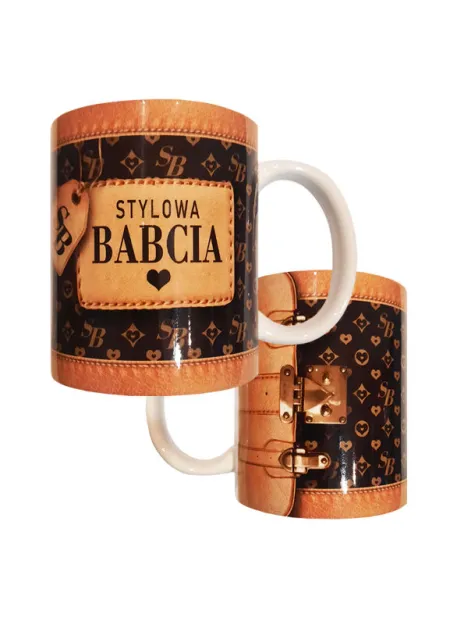 Kubek A - Stylowa Babcia (wzory SB, czarne tło)