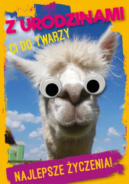 Karnet z oczami - Z urodzinami Ci do twarzy. Najlepsze życzenia!