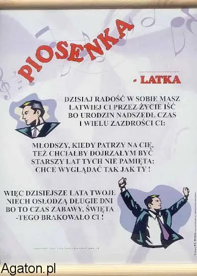 Dyplom - Piosenka ..... latka – uniwersalny dla pana
