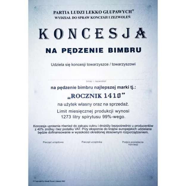 Koncesja na pędzenie bimbru