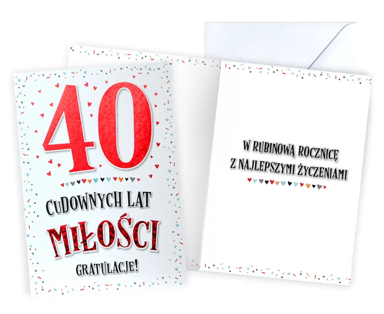 Karnet Kukartka V - Rocznica ślubu. 40 cudownych lat miłości. Gratulacje!