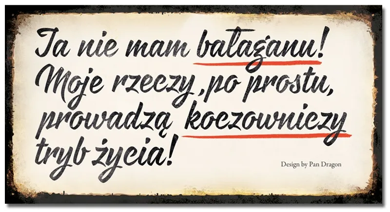 Tabliczka Vip - Ja nie mam bałaganu! Moje rzeczy, po prostu, prowad